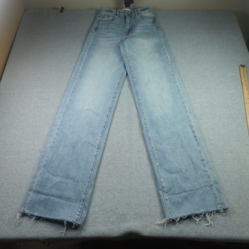 Hidden Jeans Wide Leg Womens 24 Light Wash High Rise Raw Hem Denim